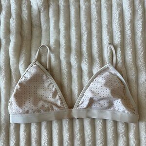 Fabletics Cream Perforated Bikini Top